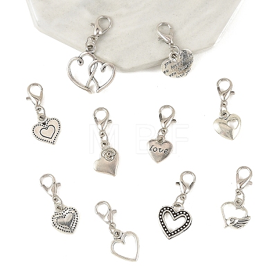 20Pcs 10 Styles Alloy Pendant Decorations HJEW-YW00496-1
