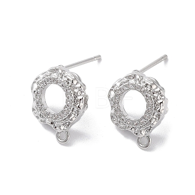 Brass Micro Pave Cubic Zirconia Stud Earring Findings KK-E107-18P-1