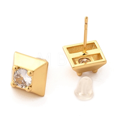 Brass Micro Pave Cubic Zirconia Stud Earrings EJEW-F273-14D-G-1