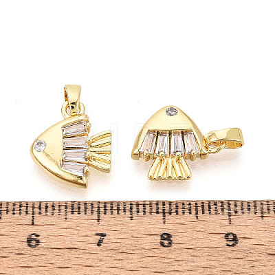 Brass Micro Pave Clear Cubic Zirconia Charms KK-N259-14G-1