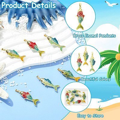 6Pcs 3 Styles Brass Enamel Pendants KK-CJ0005-59-1