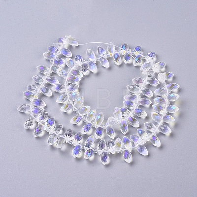 Electroplate Glass Faceted Teardrop Beads Strands EGLA-D014-38-1
