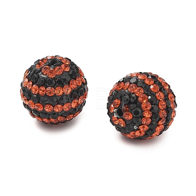 Halloween Theme Stripe Pattern Polymer Clay Rhinestone Beads CLAY-NH0001-01B-1