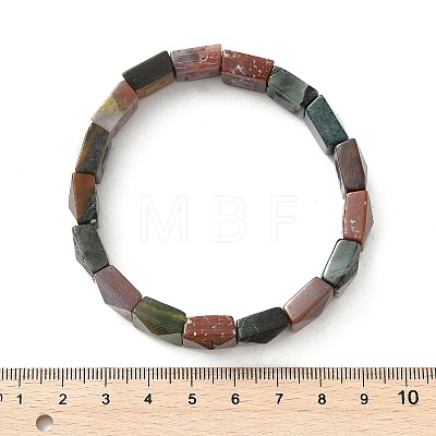 Square Natural Indian Agate Beads Stretch Bracelets for Women Men BJEW-C097-06N-1