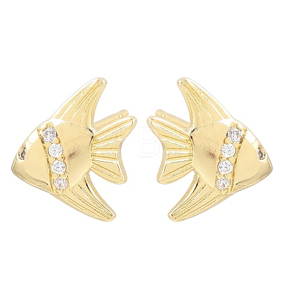 Brass Micro Pave Cubic Zirconia Stud Earrings EJEW-G471-27G-1