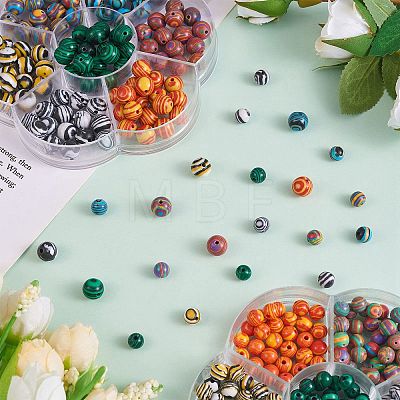 280Pcs 7 Colors Synthetic Malachite Beads G-SZ0001-98B-1