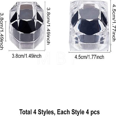 Fingerinspire 16Pcs 4 Style Transparent Plastic OBOX-FG0001-01-1