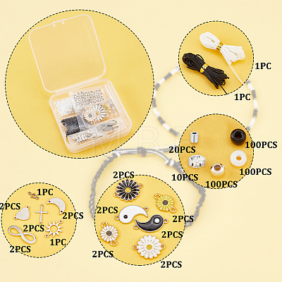   DIY Yin Yang Match Couple Bracelet Making Kit DIY-PH0009-64-1