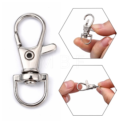 Platinum Plated Alloy Lobster Swivel Clasps For Key Ring PALLOY-E385-15P-1
