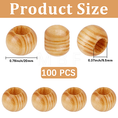 100Pcs Wood European Beads WOOD-PA0001-77-1