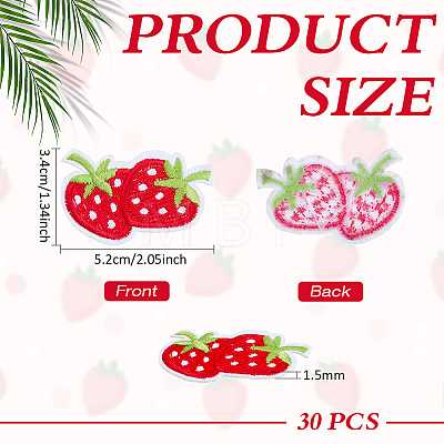 30Pcs Strawberry Computerized Embroidery Cloth Iron on/Sew on Patches PATC-FG0003-73B-1