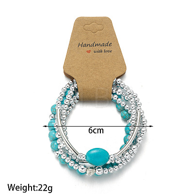 5Pcs 5 Styles Resin Imitation Turquoise & CCB Round Stretch Bracelets for Women FS-WGBACA3-01-1