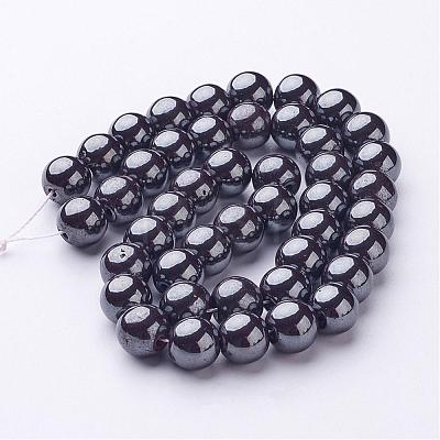 Non-Magnetic Synthetic Hematite Round Beads Strands X-G-H1624-10mm-1-1