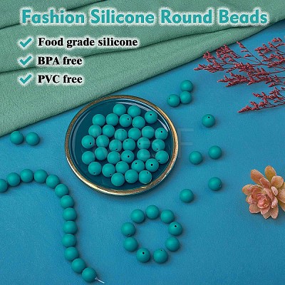 100Pcs Silicone Beads Round Rubber Bead 15MM Loose Spacer Beads for DIY Supplies Jewelry Keychain Making JX453A-1