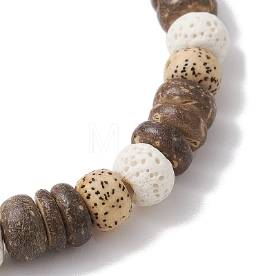 Natural Lava Rock & Wood Beads Bracelets BJEW-JB10977-1