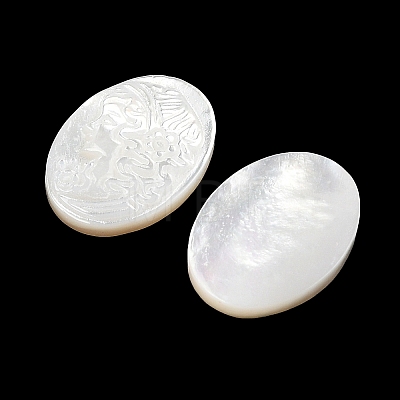 Natural White Shell Carved Cabochons SSHEL-I026-02A-03-1