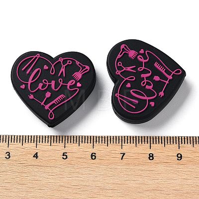 Food Grade Heart with Word Love Silicone Focal Beads SIL-NH0001-01E-1