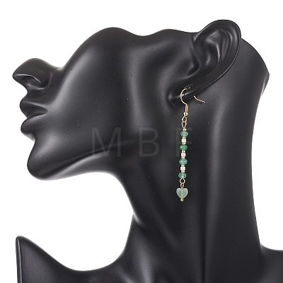Heart 304 Stainless Steel & Glass Seed Beads Dangle Earrings EJEW-MZ00718-1