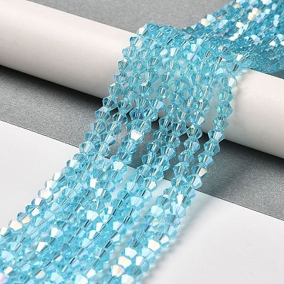 Transparent Electroplate Glass Beads Strands EGLA-A039-T6mm-B20-1