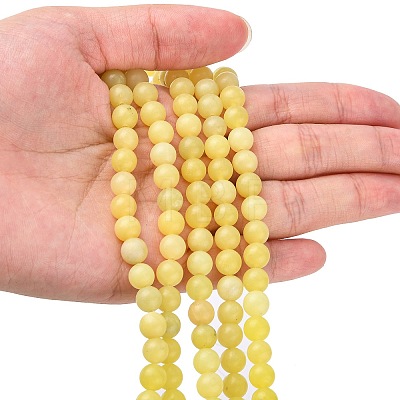 Natural Lemon Jade Beads Strands G-H1631-6MM-1