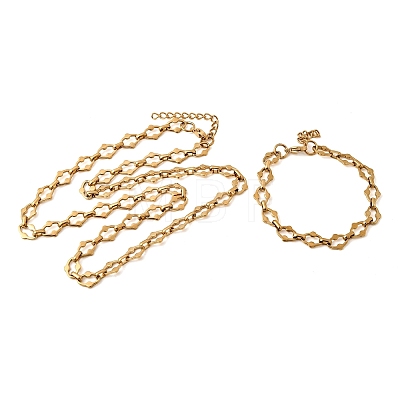 304 Stainless Steel Link Chain Bracelet & Necklace Jewelry Sets SJEW-L199-20G-1