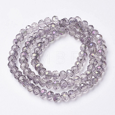 Electroplate Transparent Glass Beads Strands EGLA-A034-T6mm-F12-1