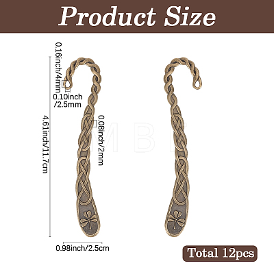 12Pcs Zinc Alloy Hook Bookmarks AJEW-SC0004-42-1