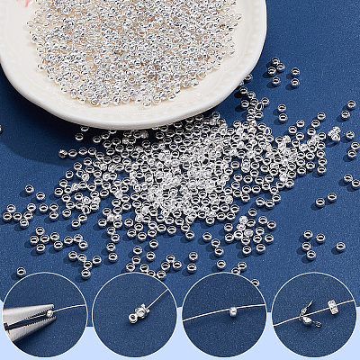 2000Pcs Brass Crimp Beads KK-SP0002-61S-1