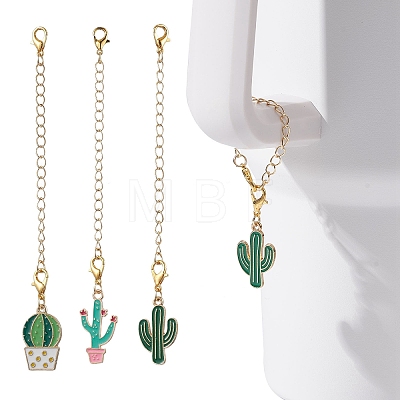 3Pcs 3 Styles Cactus Alloy Enamel Cup Charms HJEW-JM02163-1