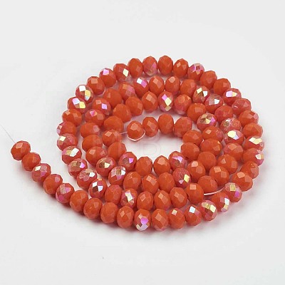 Electroplate Opaque Solid Color Glass Beads Strands X1-EGLA-A034-P6mm-L03-1