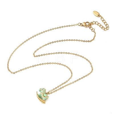 304 Stainless Steel Enamel Rocking Horse Pendant Necklaces for Women NJEW-T022-01A-1