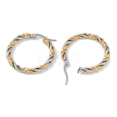 Ion Plating(IP) 201 Stainless Steel Twist Hoop Earrings EJEW-I309-34GP-1