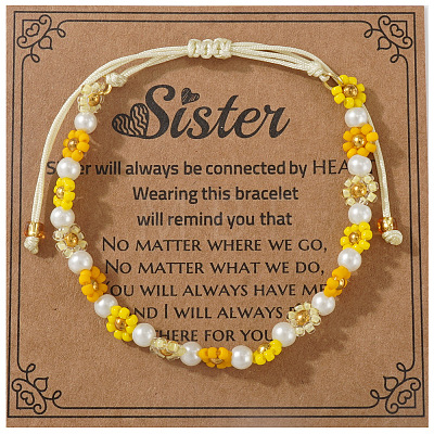 Bohemian Style Glass Seed Beads & Imitation Pearl Braided Bead Bracelets XW4926-10-1