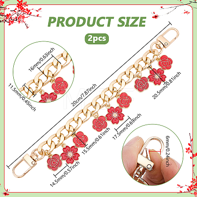 2Pcs 2 Styles Aluminum Chains Bag Extender Chains HJEW-PH02050-1