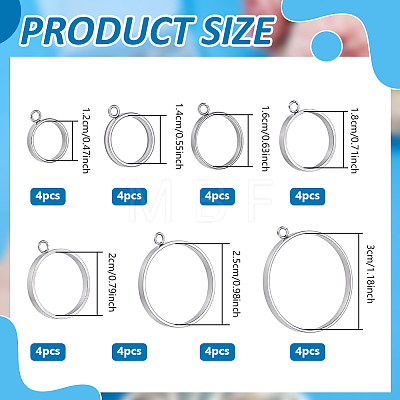 28Pcs 7 Styles Stainless Steel Pendants STAS-GA0002-35-1