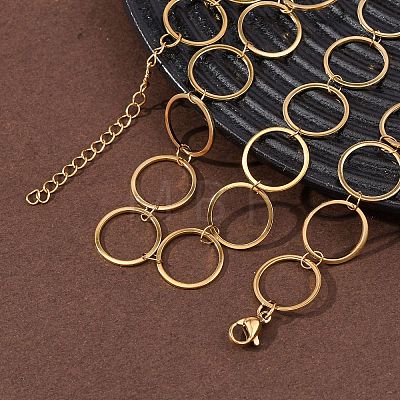 304 Stainless Steel 14MM Ring Link Chain Necklaces NJEW-P343-01D-G-1
