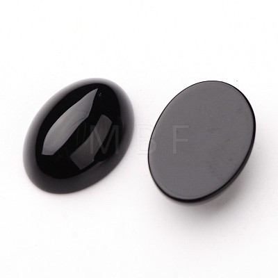 Grade A Natural Black Agate Oval Cabochons G-L394-05-18x13mm-1