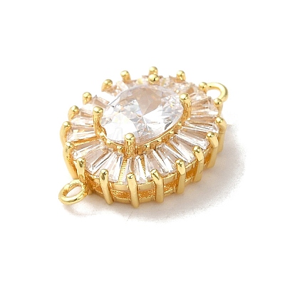 Brass Pave Clear Glass Rhinestone Connector Charms KK-B079-12G-1