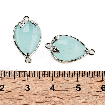 Cat Eye Faceted Teardrop Connector Charms G-B081-02P-03-1