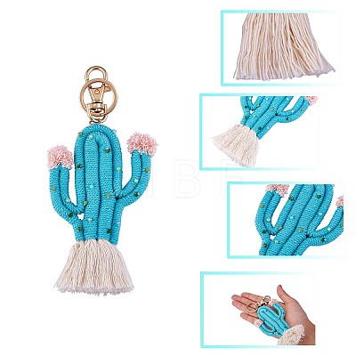 3Pcs Rainbow Keychain Boho Key Chains Women Weaving Cactus Tassel Keychain Personalized Keychain Holder for Wallet Pendant Decorations JX258A-1