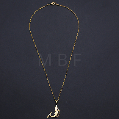 201 Stainless Steel Dolphin Pendants Necklaces NJEW-S105-JN710-45-2-1