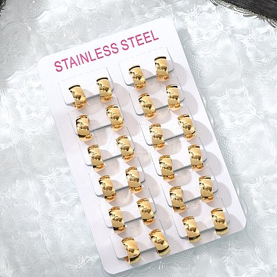 304 Stainless Steel Polishing effect Hoop Earrings EJEW-M001-29A-G-1