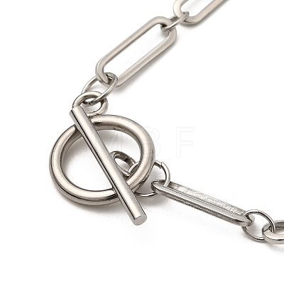 Non-Tarnish 304 Stainless Steel Paperclip Chain Necklace with Toggle Clasp for Men Women NJEW-JN04139-1