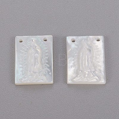 Natural White Shell Mother of Pearl Shell Charms SHEL-K004-03-1