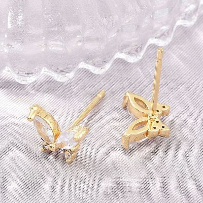 Brass Micro Pave Cubic Zirconia Stud Earrings for Women KK-A305-06G-01-1