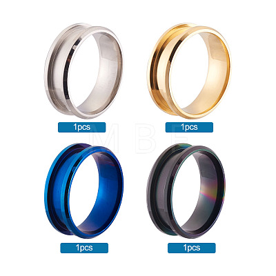 Stainless Steel Grooved Finger Ring Settings MAK-TA0001-05-1