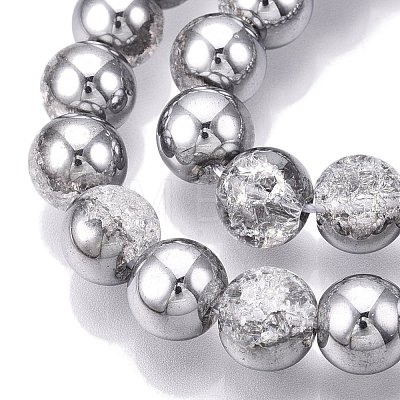 Electroplated Crackle Glass Beads Strands EGLA-N014-10mm-03-1