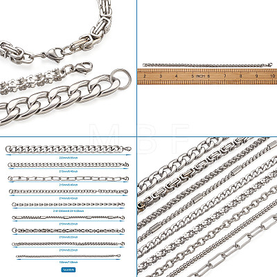 Unisex 304 Stainless Steel Chain Bracelets BJEW-TA0001-05P-1