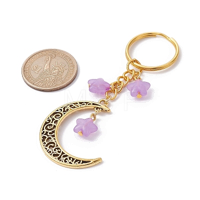 Tibetan Style Alloy Hollow Moon Pendant Keychain KEYC-JKC00690-1