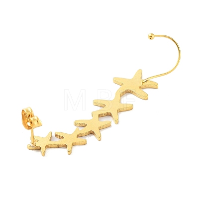 304 Stainless Steel Cuff Earrings for Girl Women Gift EJEW-B042-03G-B-1